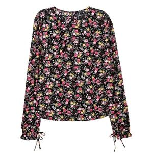 H&M Divided Black Floral Patterned Blouse size 4